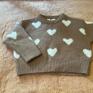 Rylee and Cru brown heart sweater. Size 6-12 months.